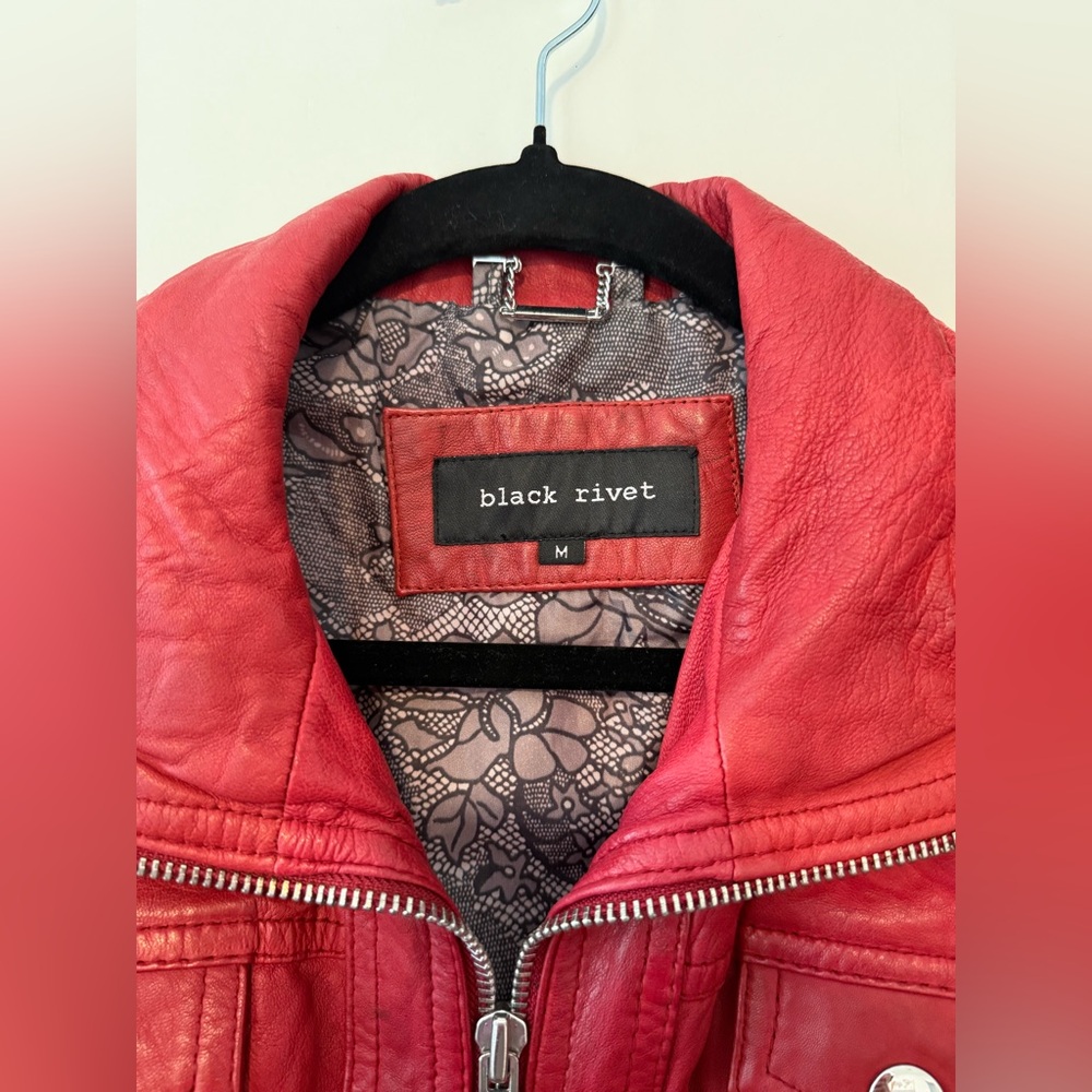 Black Rivet Vibrant Red Jacket - Picture 3 of 7